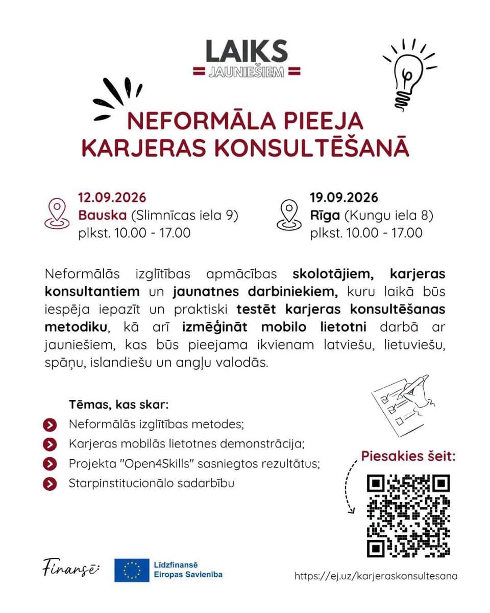 Neformāla pieeja karjeras konsultēšanā - apmācības Rīgā