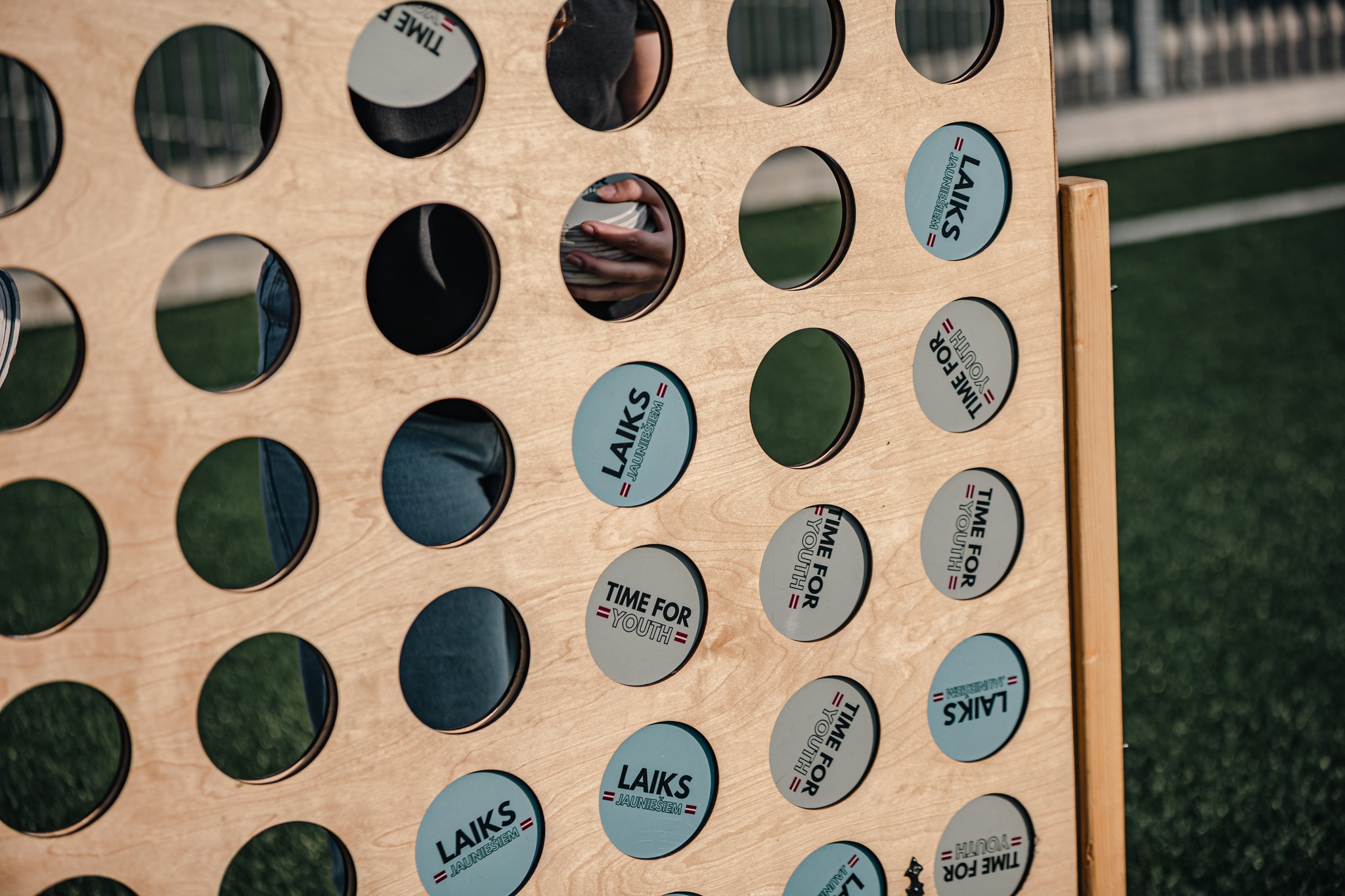 May be an image of frisbee and text