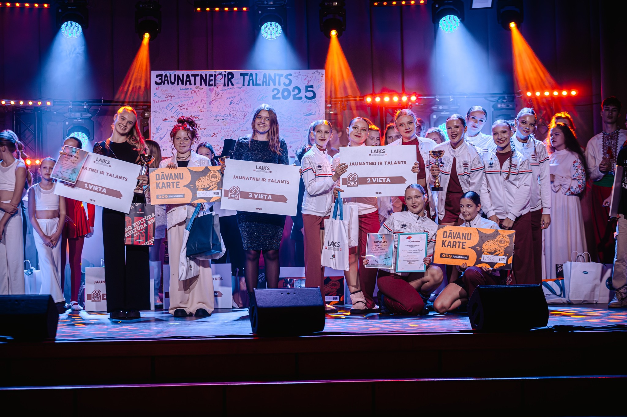 May be an image of crowd and text that says '·… JAUNATNEPİR AUNATNETTRTALANTS TALANTS 2025 LAIKS ATHEI TALANTS 1VIETA ·..··· DÃVANU KARTE 증관의 LAKS AAINATNEN TALANYS .LAIKE- LAIKS nHATH TALANTS 3VIETA 2VIETA 4E LAKS DAVANU KARTE'