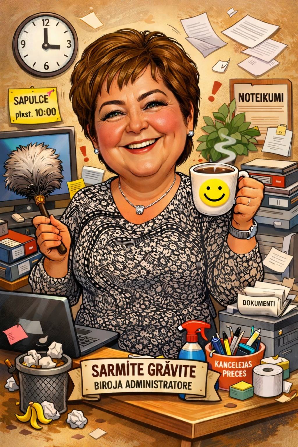 May be a cartoon of one or more people, crossword puzzle and text