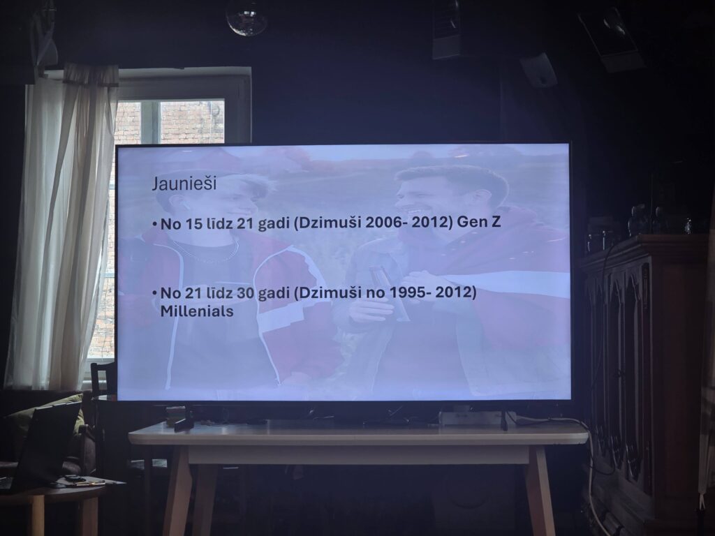 May be an image of television and text that says 'Jaunieši •No 15 Lidz 21 gadi (Dzimuši 2006- 2012) GenZ z Gen No 21 lidz30 30 gadi (Dzimuši no 1995- 2012) Millenials'